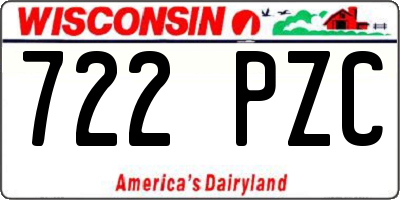 WI license plate 722PZC