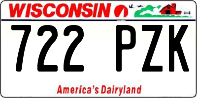 WI license plate 722PZK