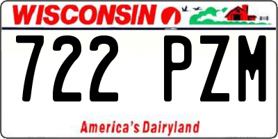WI license plate 722PZM