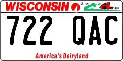 WI license plate 722QAC