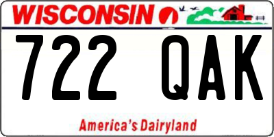 WI license plate 722QAK