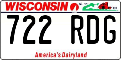 WI license plate 722RDG