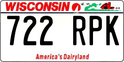 WI license plate 722RPK