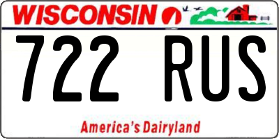 WI license plate 722RUS