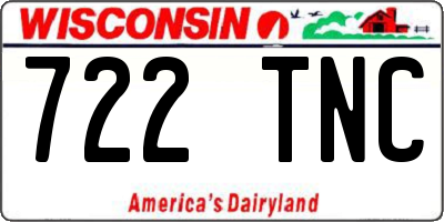 WI license plate 722TNC