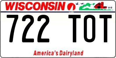WI license plate 722TOT