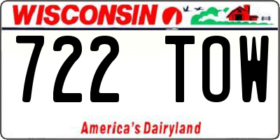 WI license plate 722TOW