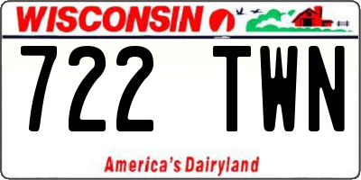 WI license plate 722TWN