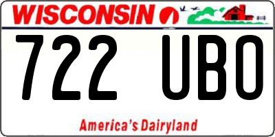 WI license plate 722UBO