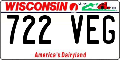 WI license plate 722VEG
