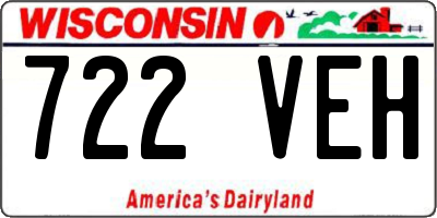 WI license plate 722VEH