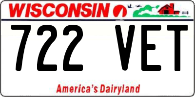 WI license plate 722VET