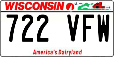 WI license plate 722VFW