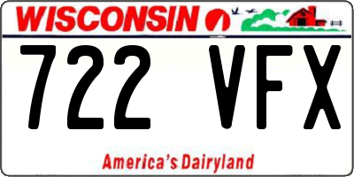 WI license plate 722VFX