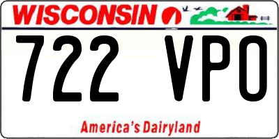 WI license plate 722VPO