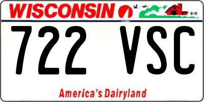 WI license plate 722VSC