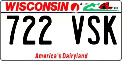 WI license plate 722VSK