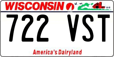 WI license plate 722VST
