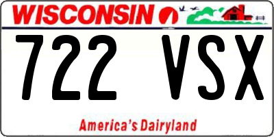 WI license plate 722VSX