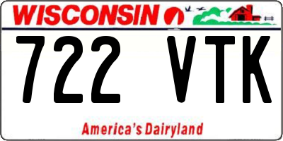 WI license plate 722VTK