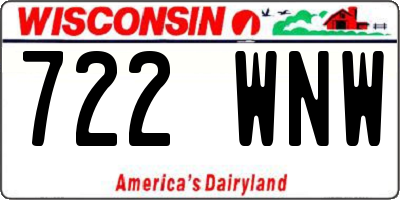 WI license plate 722WNW