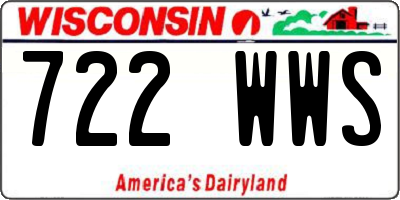 WI license plate 722WWS