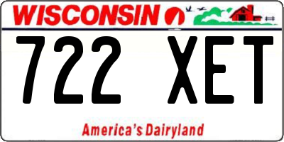 WI license plate 722XET