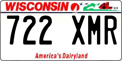 WI license plate 722XMR