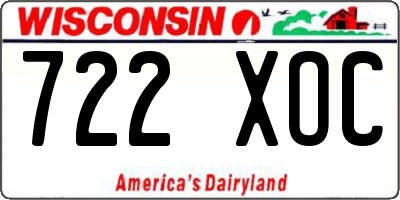 WI license plate 722XOC