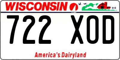 WI license plate 722XOD