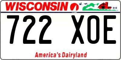 WI license plate 722XOE