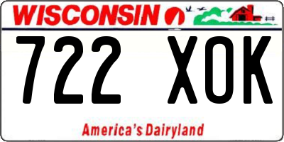 WI license plate 722XOK