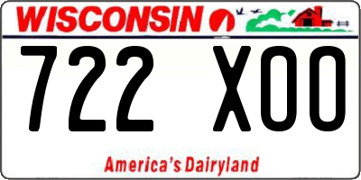WI license plate 722XOO