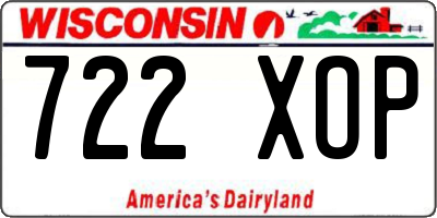 WI license plate 722XOP