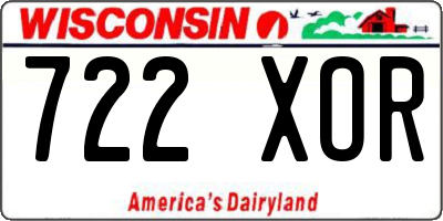 WI license plate 722XOR