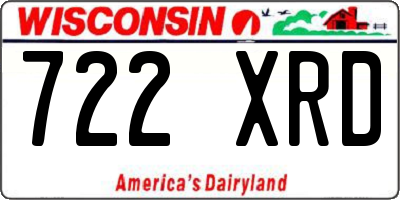WI license plate 722XRD