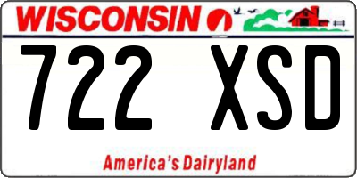 WI license plate 722XSD