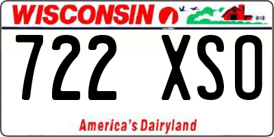 WI license plate 722XSO
