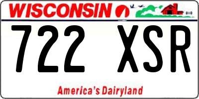 WI license plate 722XSR