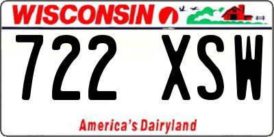 WI license plate 722XSW