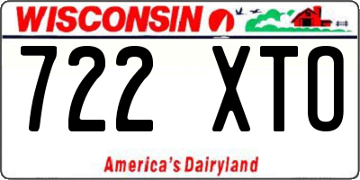 WI license plate 722XTO
