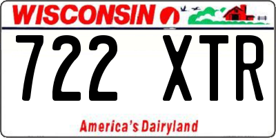WI license plate 722XTR