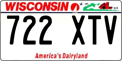 WI license plate 722XTV