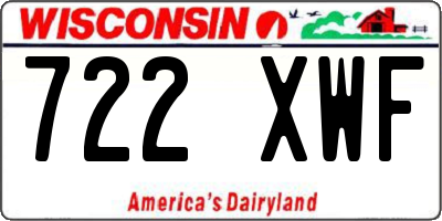 WI license plate 722XWF