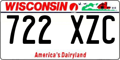 WI license plate 722XZC