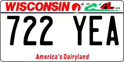 WI license plate 722YEA