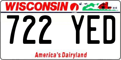WI license plate 722YED