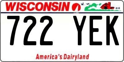 WI license plate 722YEK
