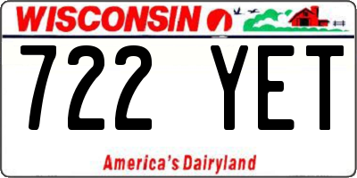 WI license plate 722YET
