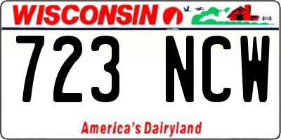 WI license plate 723NCW